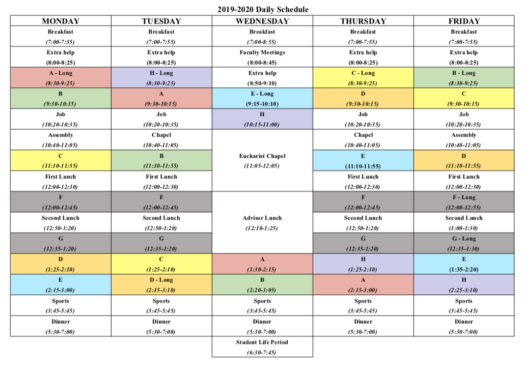 daily schedule christ school a daily schedule