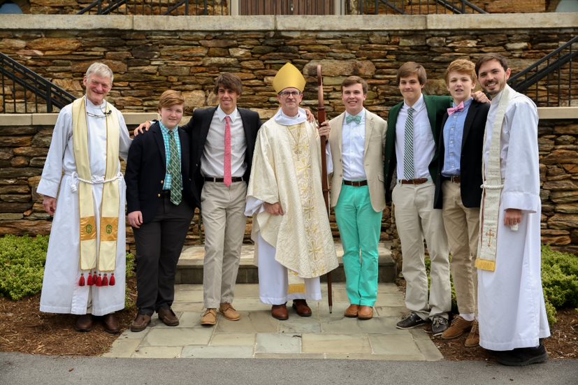 Bishop, Father Brown, and Father Roberts with confirmed Greenies